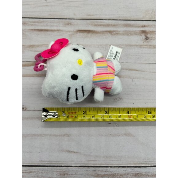 Hello Kitty Plush Keychain 4" Sanrio 2022 Bullsitoy Striped Outfit Pink Bow - Picture 5 of 5